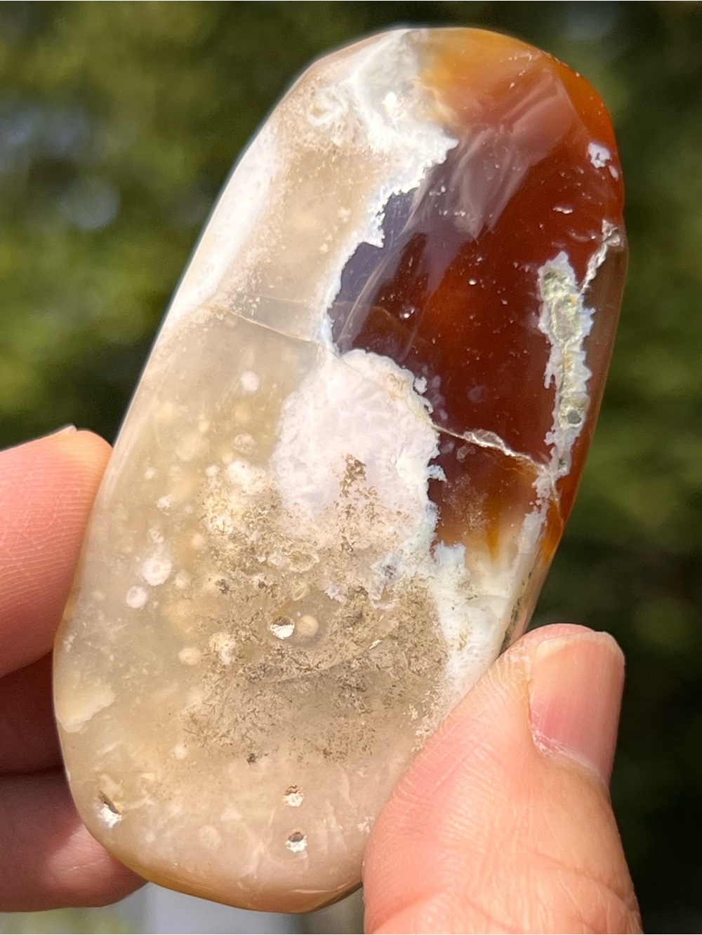 Green (3) cherry agate Palmstone | Crystal